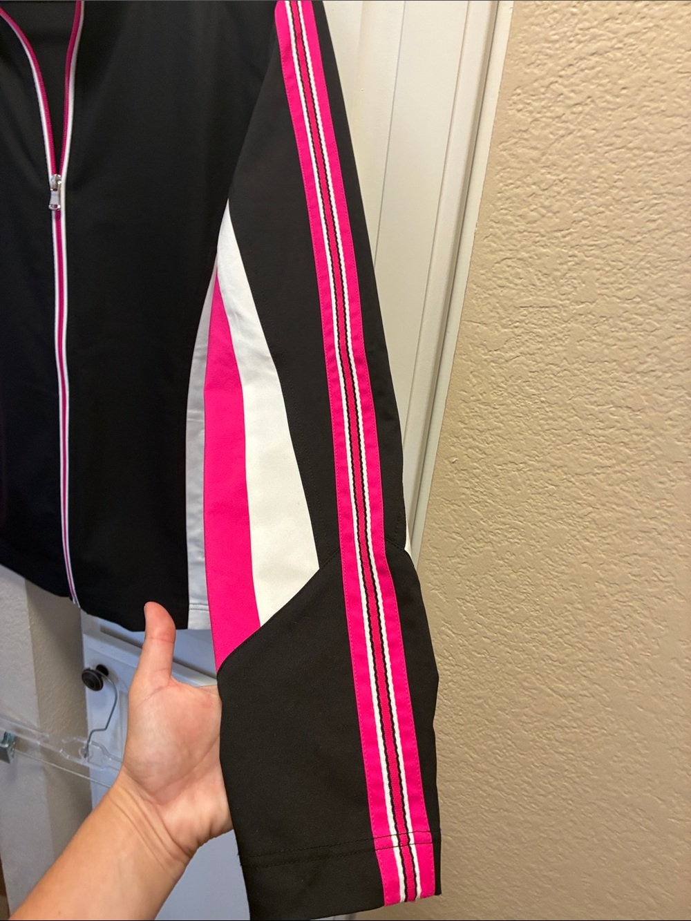 made for life Black, Hot Pink & White Women's Athletic track Jacket - Picture 3 of 8